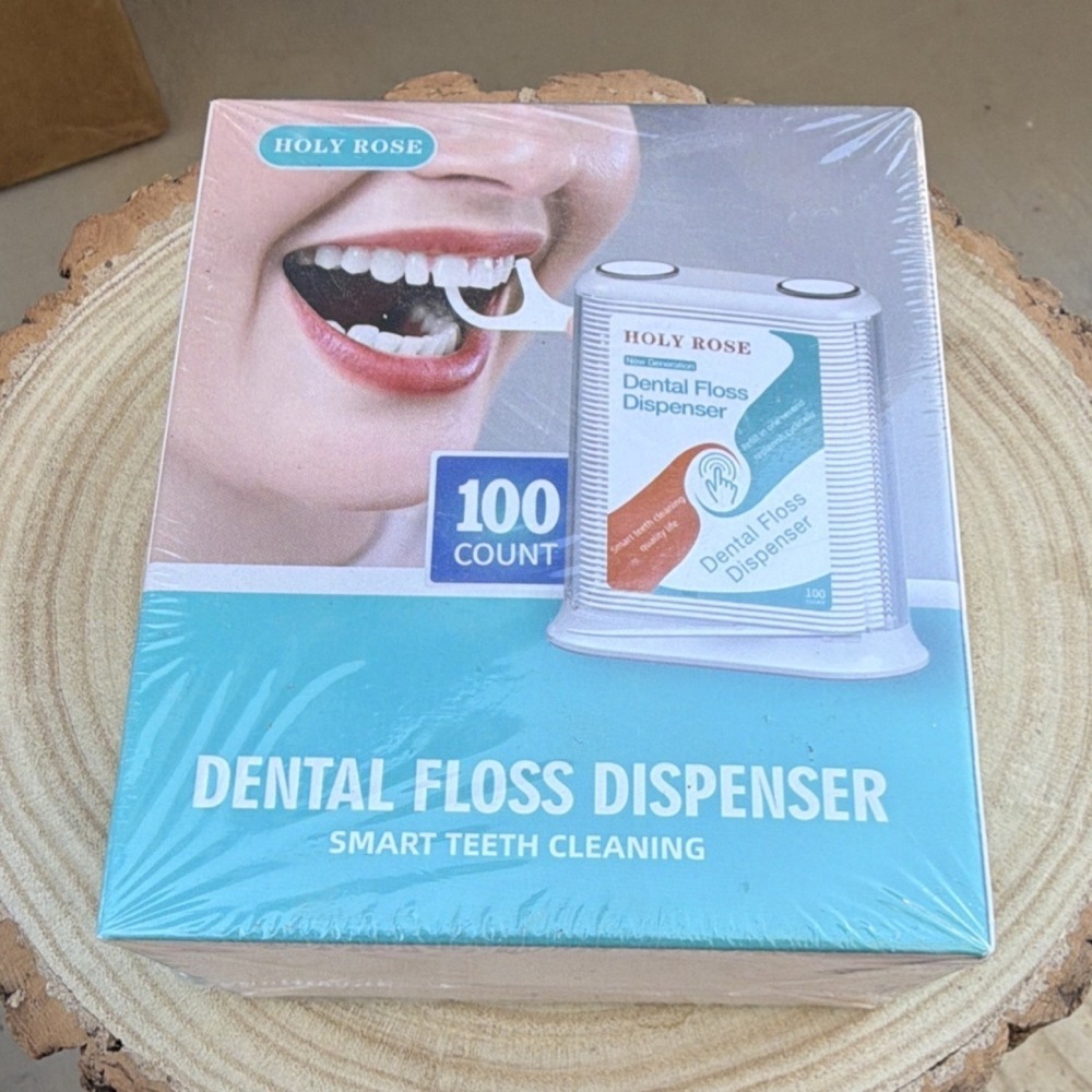 HOLY‎ ROSE Dental Floss Dispenser White Polystyrene Handle 100 Count